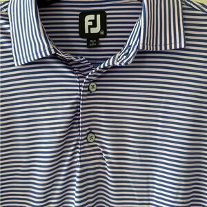 FootJoy Men’s Medium Golf Polo Shirt Blue Purple Striped Exc Condition